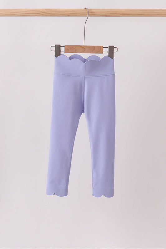 Girls Violet Scalloped Yoga Active Leggings