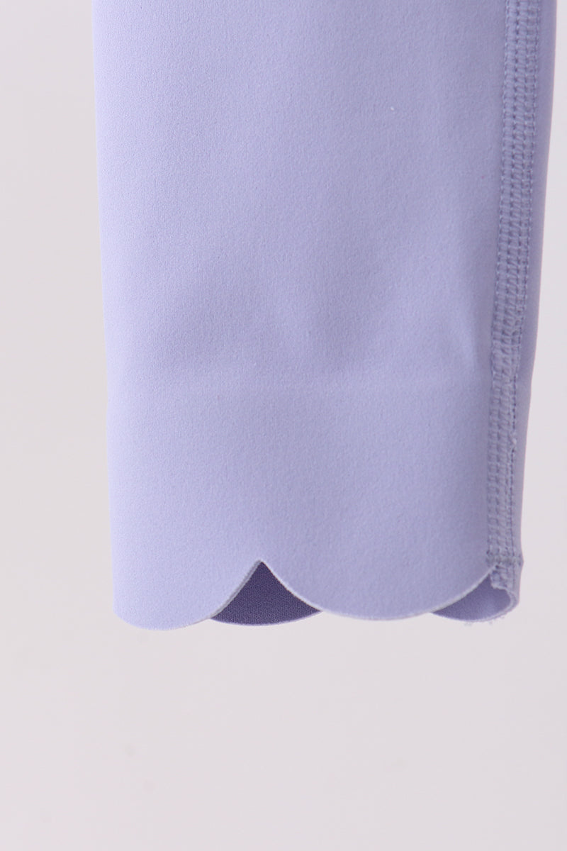 Girls Violet Scalloped Yoga Active Leggings