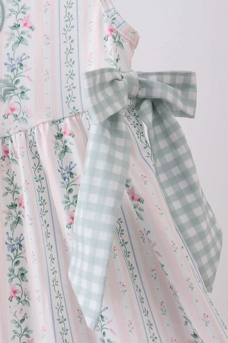 Bow Floral Applique Knit Dress
