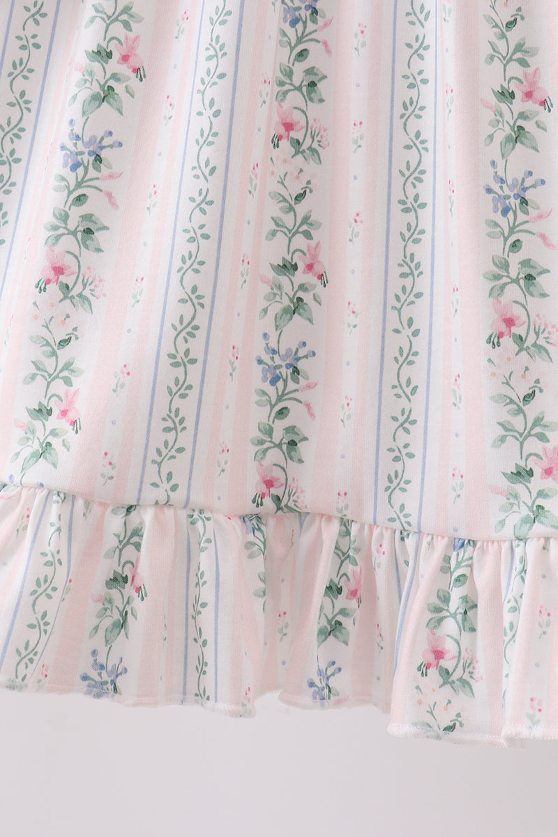 Bow Floral Applique Knit Dress
