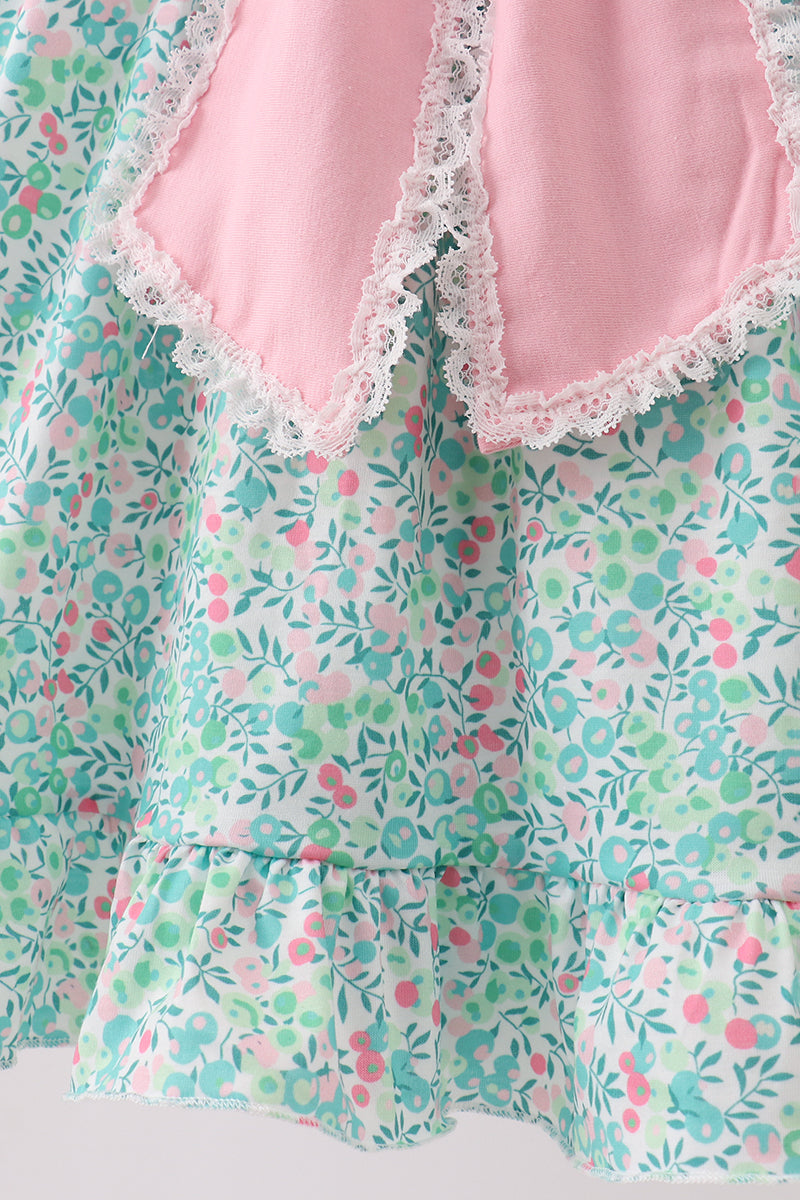 Pink Bow Floral Knit Dress