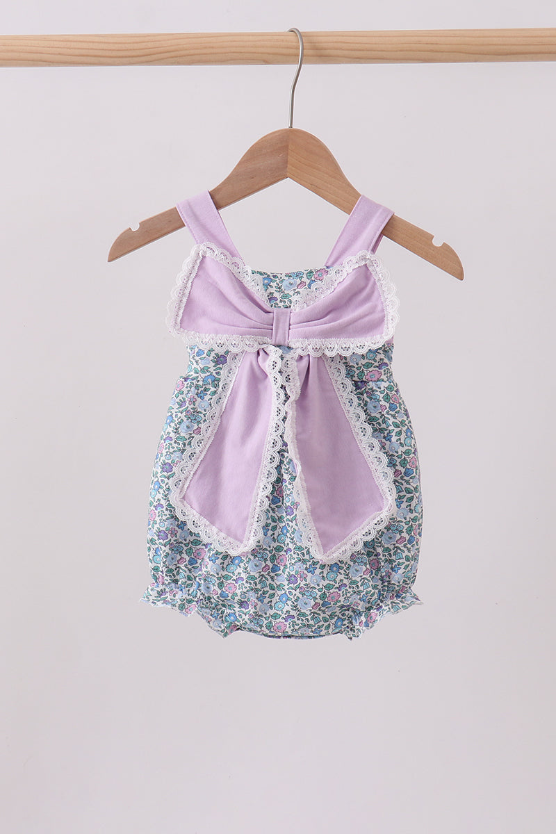 Purple Floral Print Bow Bubble