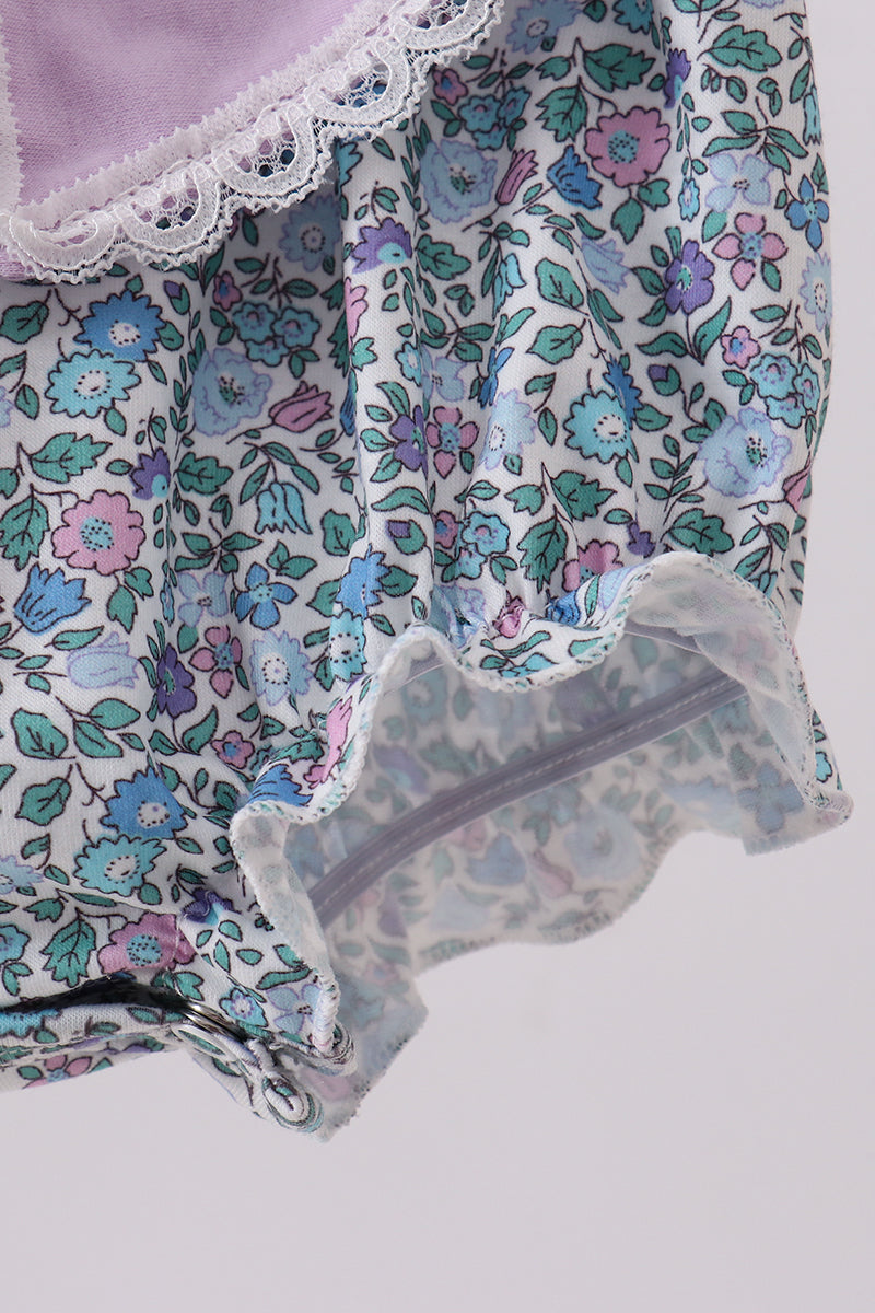 Purple Floral Print Bow Bubble