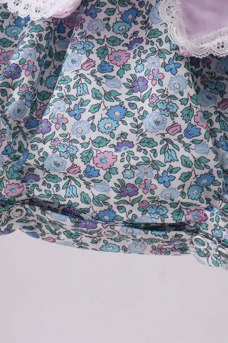 Purple Floral Print Bow Bubble