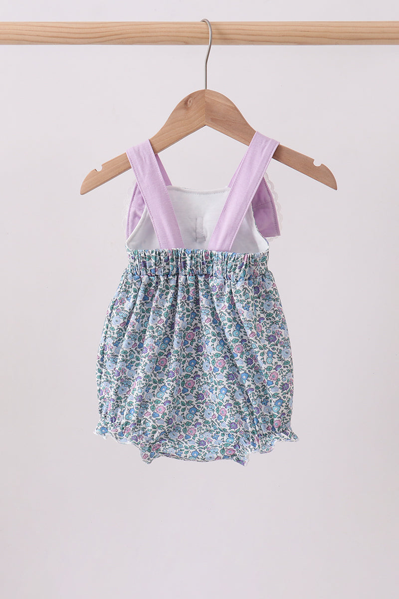 Purple Floral Print Bow Bubble