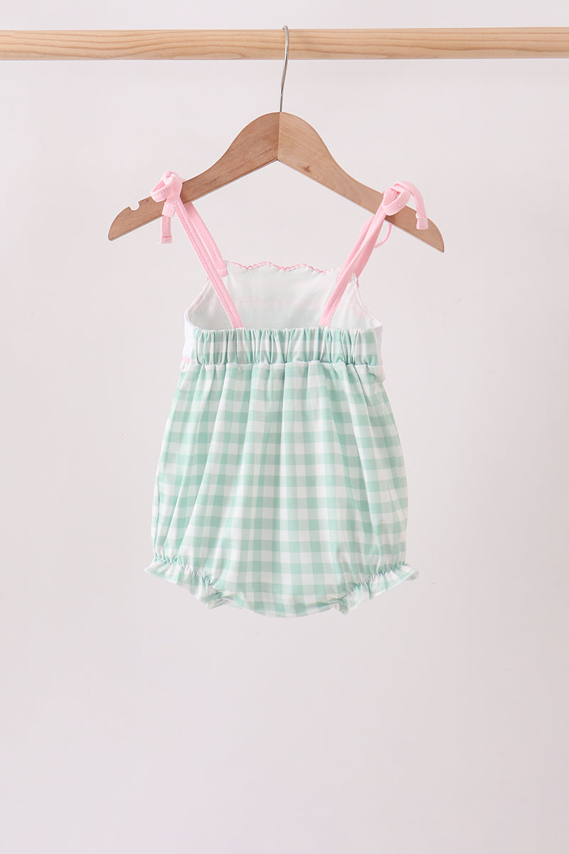 Baby Girls Green Golf Embroidered Bubble