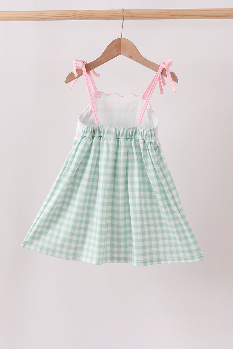 Girls Green Golf Embroidered Dress