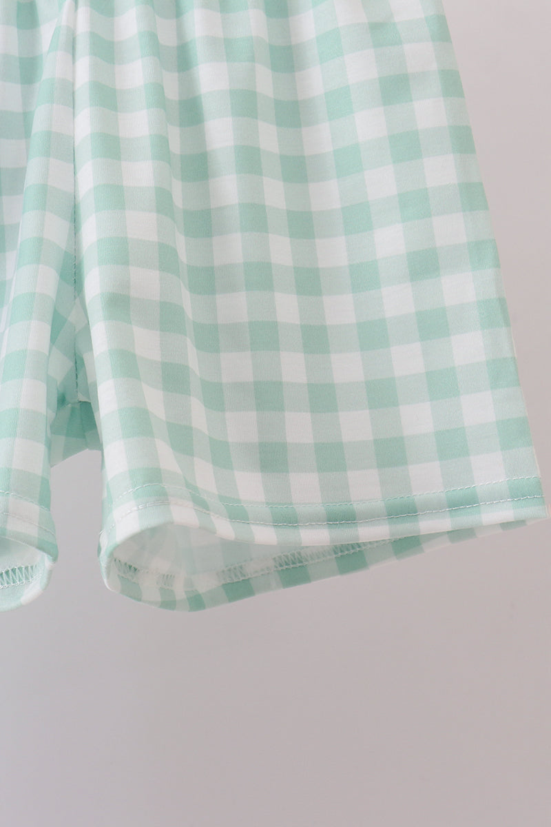 Boys Green Golf Embroidered Gingham Set