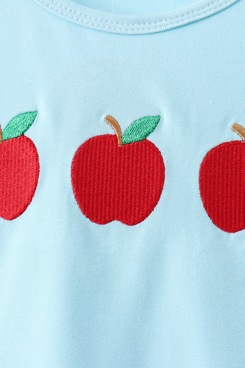 Boys School Apple Embroidered Shorts Set