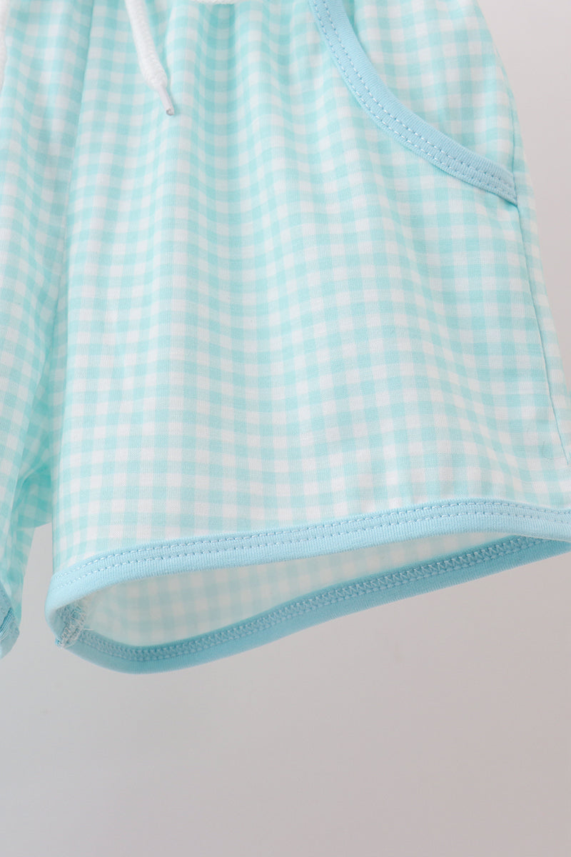 Boys School Apple Embroidered Shorts Set