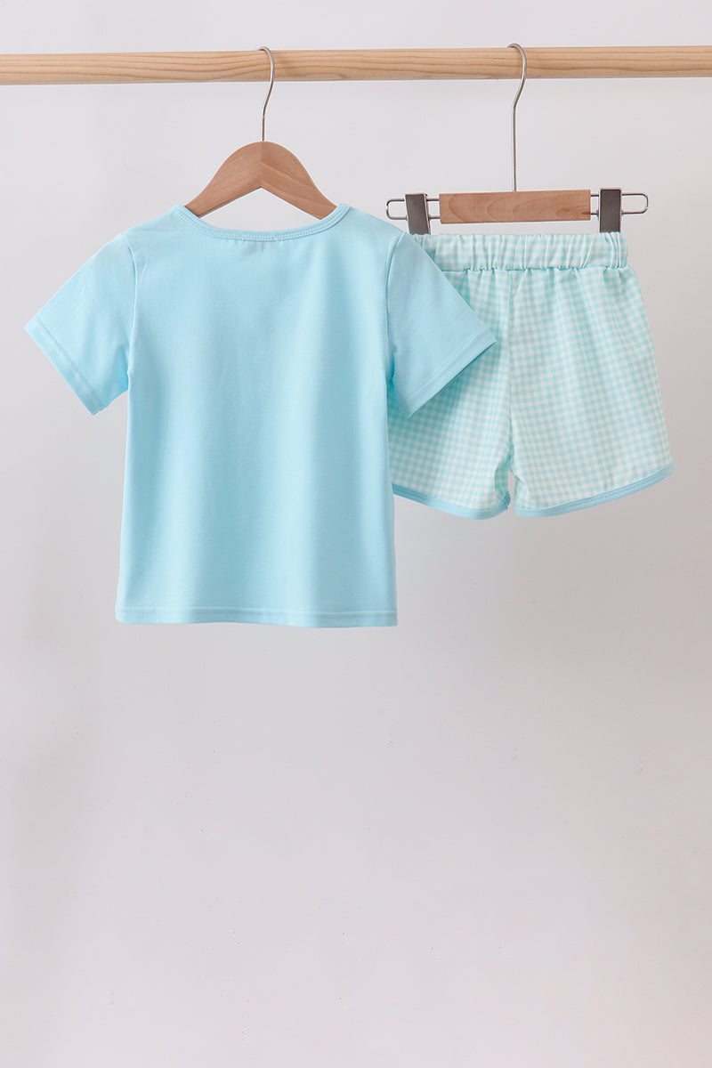 Boys School Apple Embroidered Shorts Set