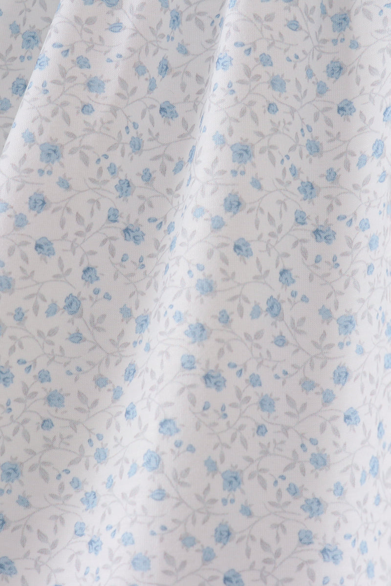Girls Blue Floral Embroidered Dress