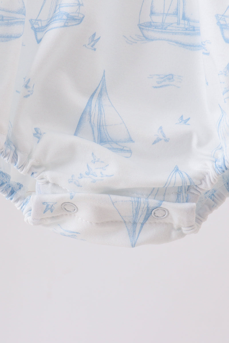 Baby Girls Sailboat Smocked Ruffle Bubble