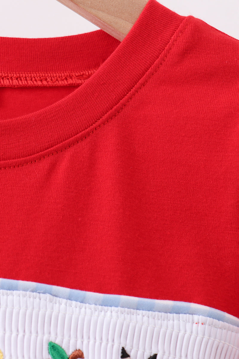 Boys Red School Bus Smocked top