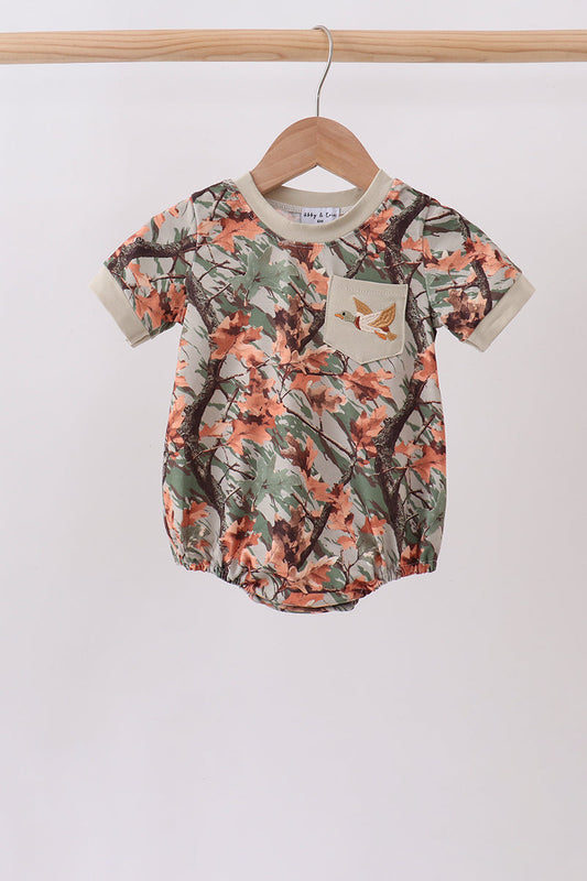 Baby Boys Camo Duck Embroidered Pocket Bubble