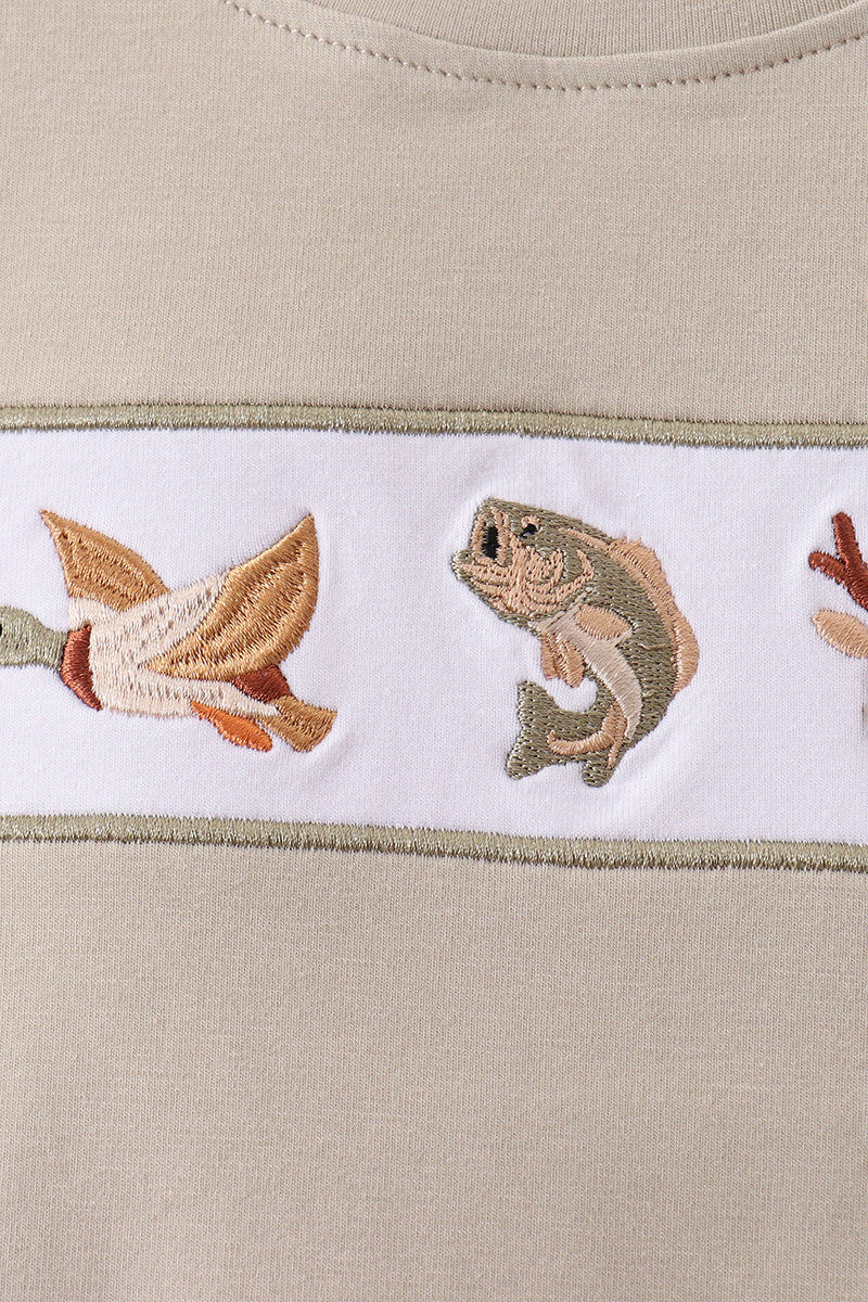 Boys Camo Wildlife Embroidered Shorts Set