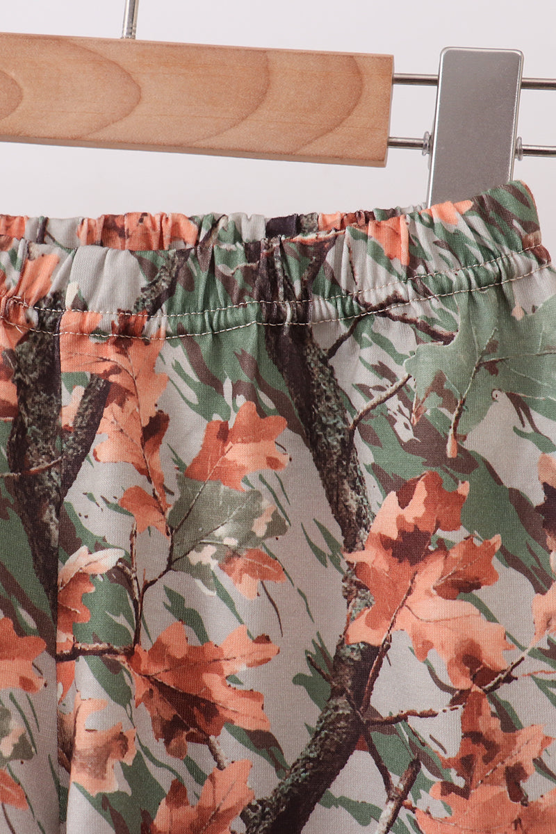 Boys Camo Wildlife Embroidered Shorts Set