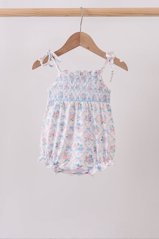 Baby Girls Floral Smocked Bubble