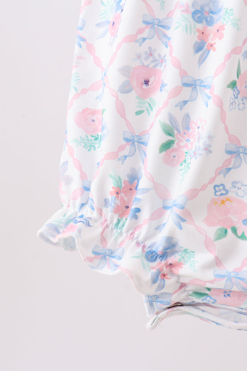 Baby Girls Floral Smocked Bubble