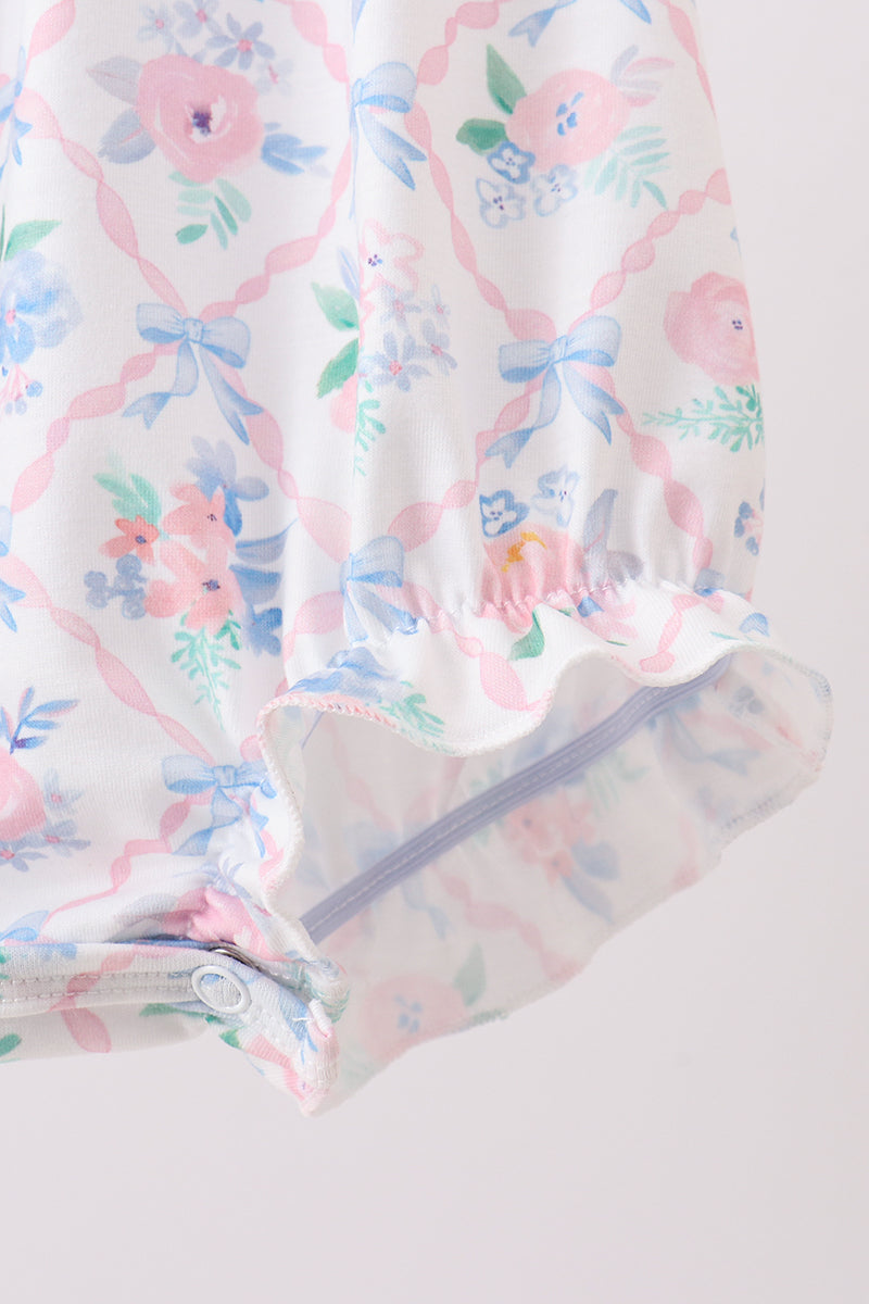 Baby Girls Floral Smocked Bubble