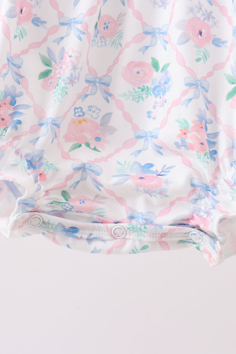 Baby Girls Floral Smocked Bubble