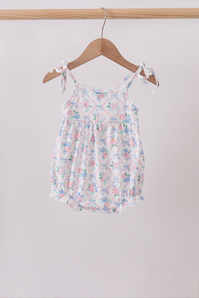 Baby Girls Floral Smocked Bubble