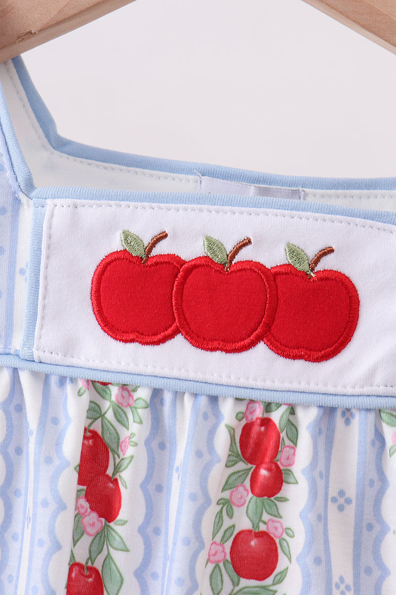 Baby Girl Red Apple Applique Bubble
