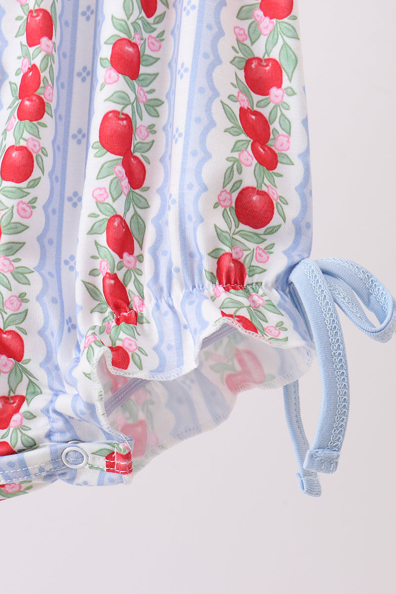 Baby Girl Red Apple Applique Bubble