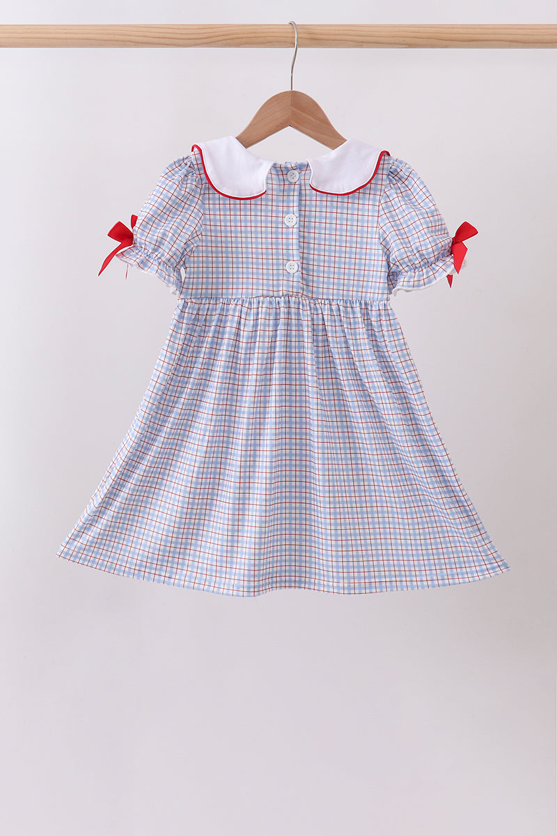 Girls Apple Smocked Plaid Dress