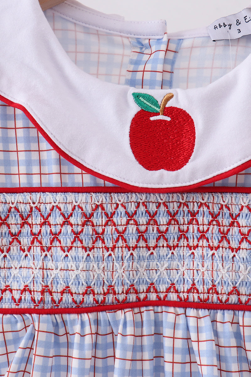 Girls Apple Smocked Plaid Dress