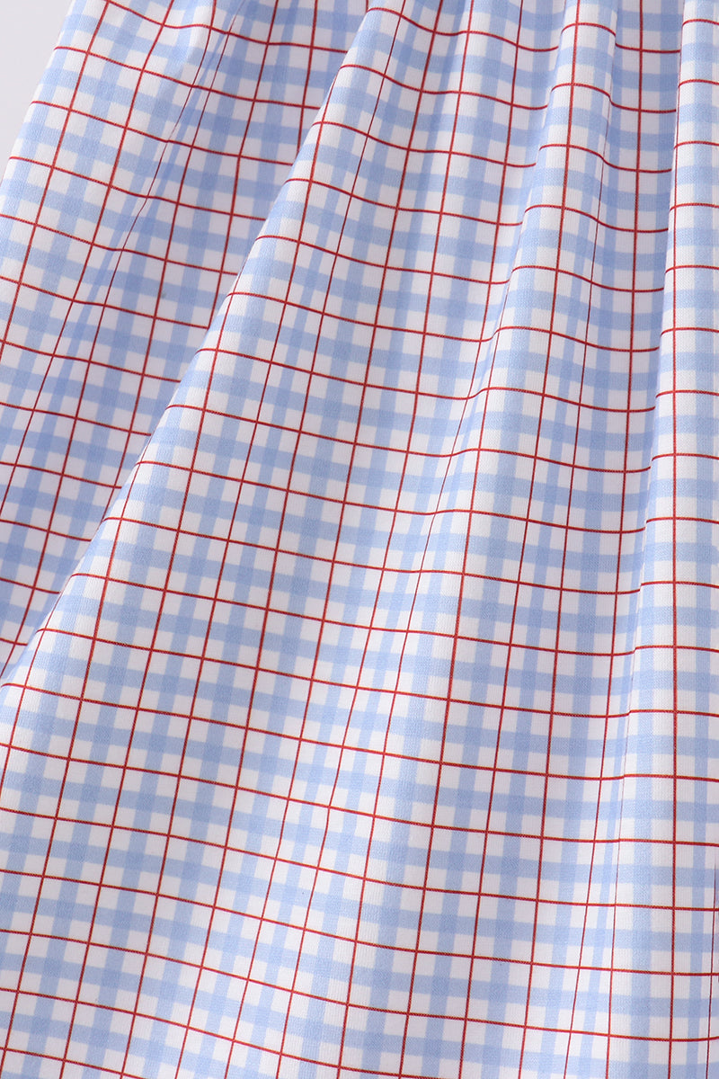 Girls Apple Smocked Plaid Dress