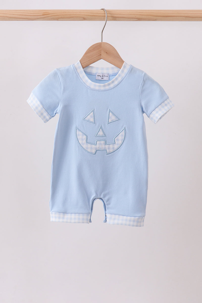 Baby Boy Blue Jack-O-Lantern Applique Romper