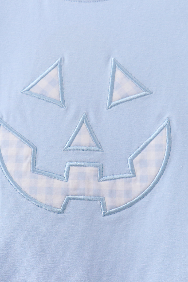 Baby Boy Blue Jack-O-Lantern Applique Romper
