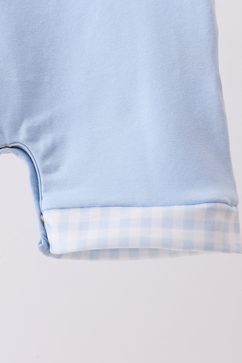 Baby Boy Blue Jack-O-Lantern Applique Romper