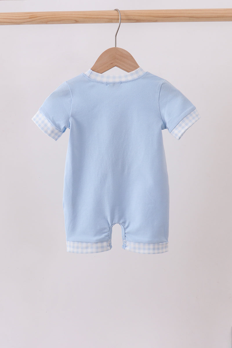 Baby Boy Blue Jack-O-Lantern Applique Romper