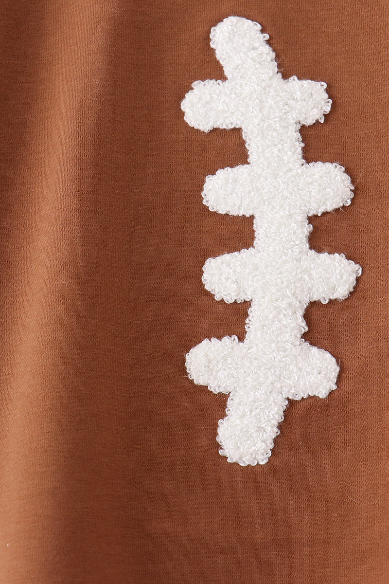 Boys Brown Football French Knot Top