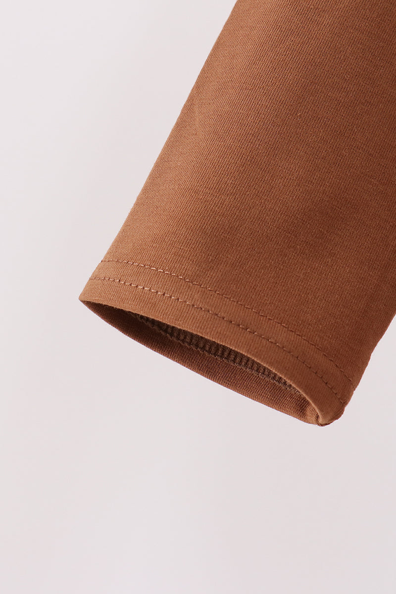Boys Brown Football French Knot Top