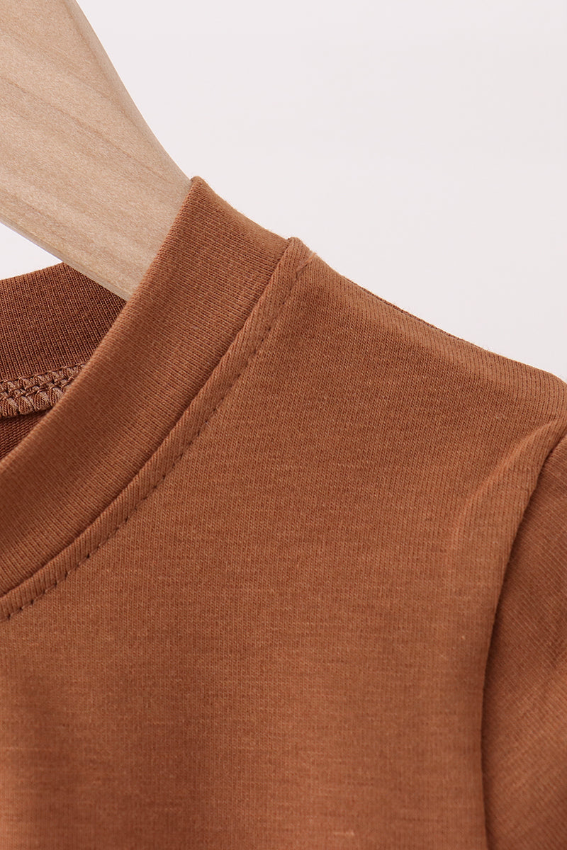 Boys Brown Football French Knot Top