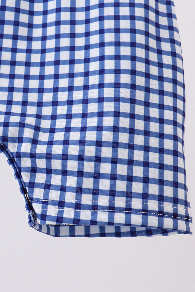 Baby Boys Navy Apple Embroidered Gingham Jon Jon