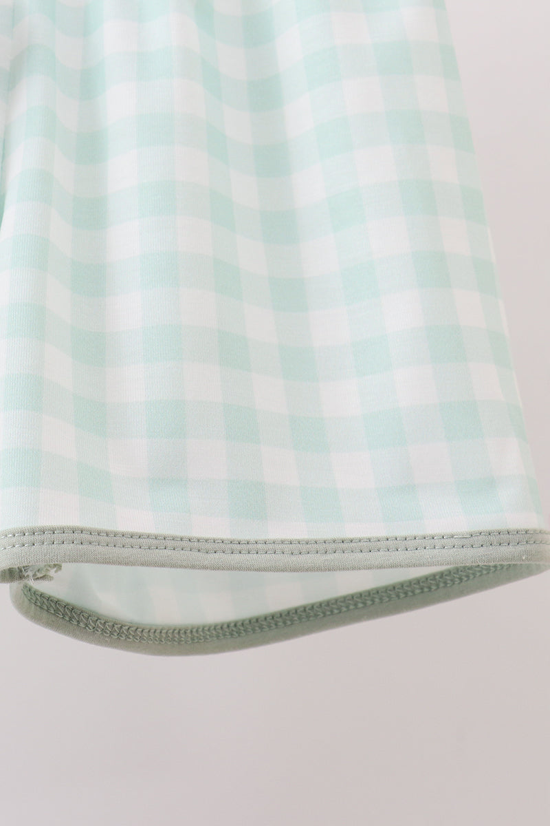 Boys’ Green Football French Knot Gingham Shorts Set