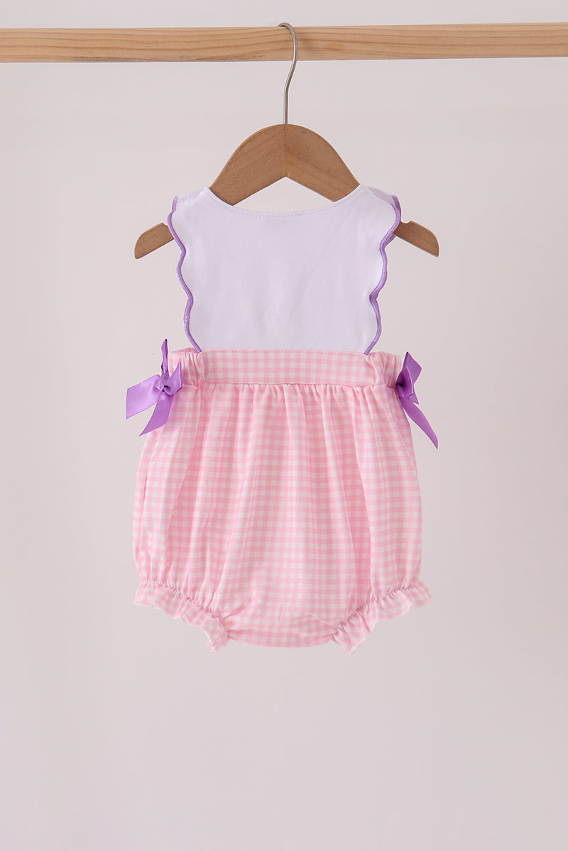 Baby Girl Pink Lab Puppy Pumpkin Applique Bow Bubble