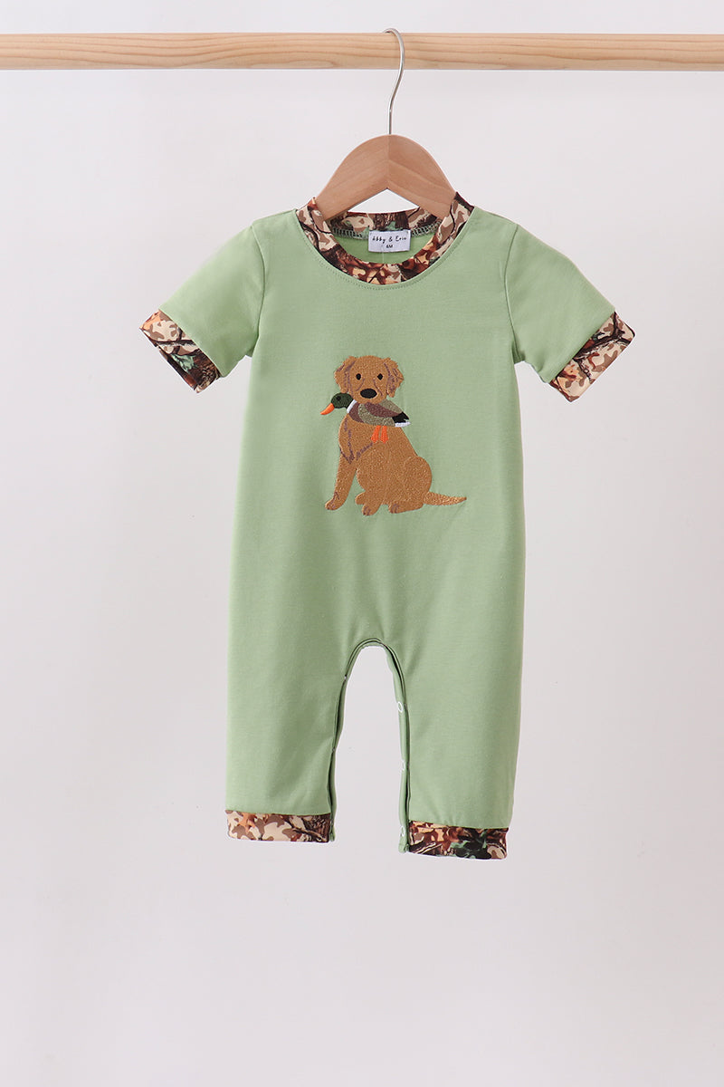 Baby Boys Green Hunting Print Romper