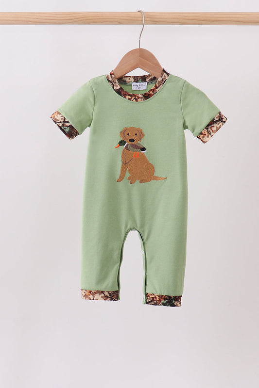Baby Boys Green Hunting Print Romper