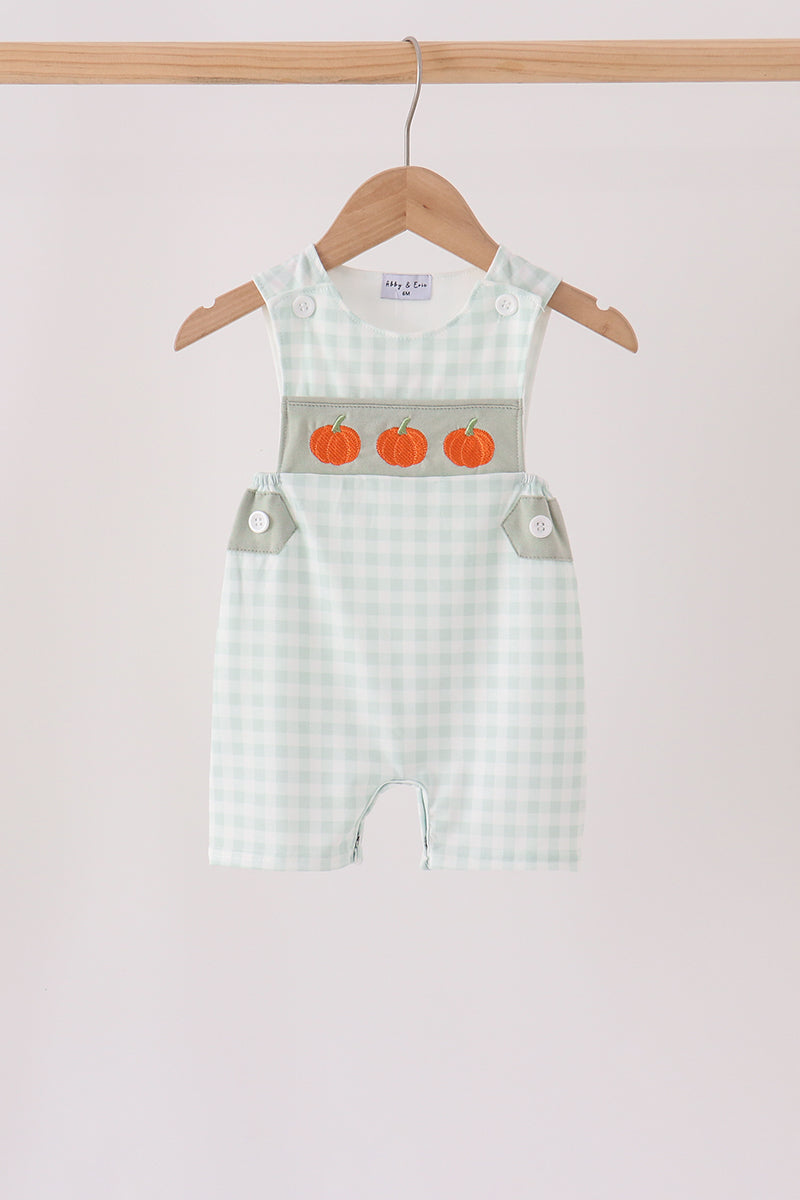 Baby Boy Sage Pumpkin Embroidery Jon Jon