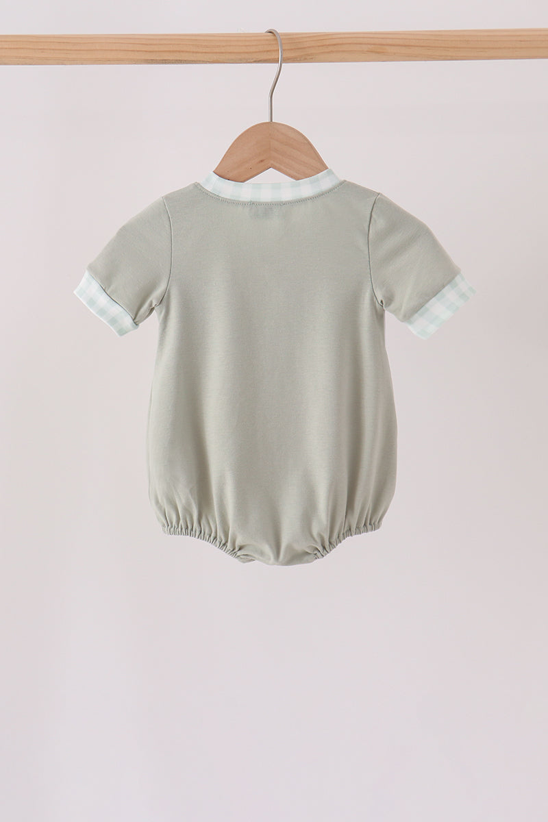 Baby Boy Sage Pumpkin Embroidery Bubble