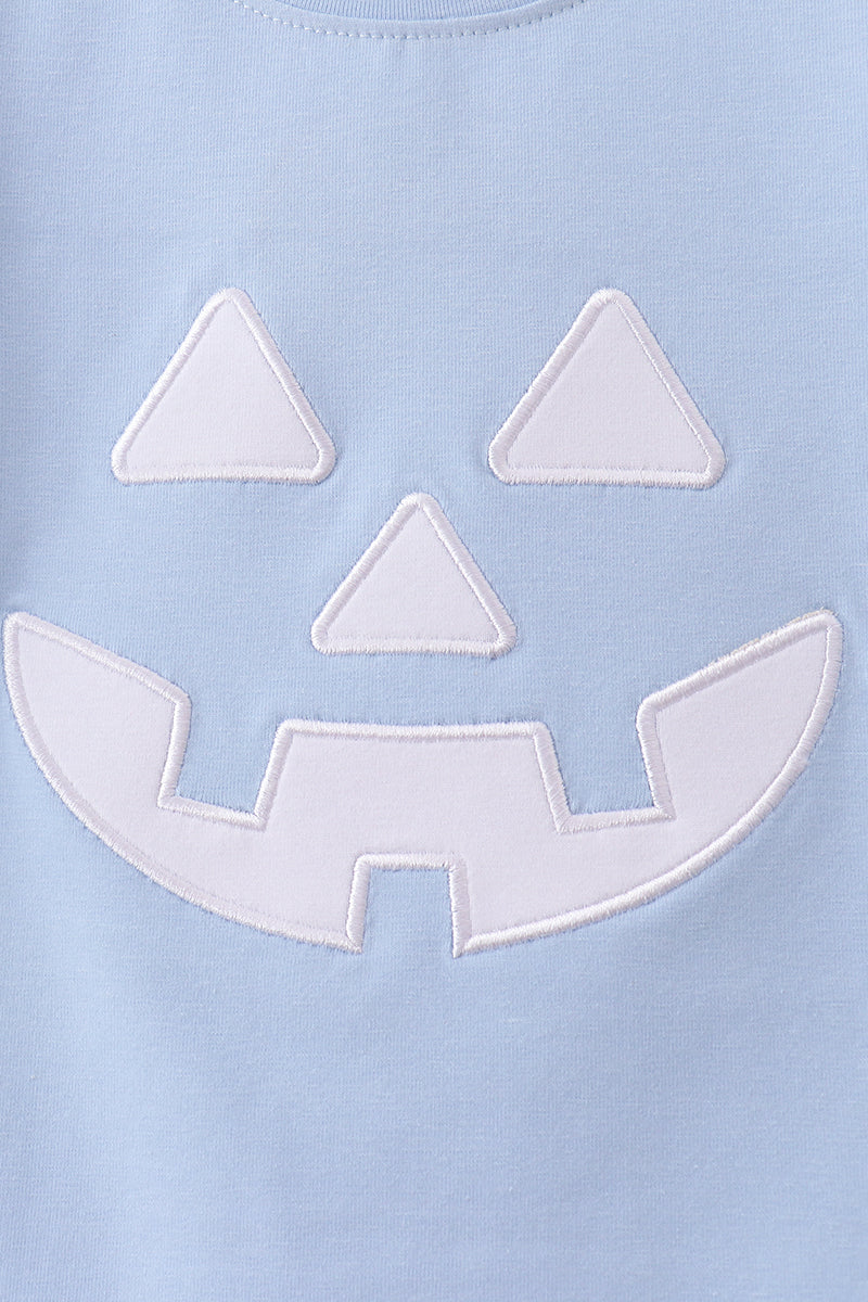 Baby & Boys Blue Jack-O-Lantern  Applique Top
