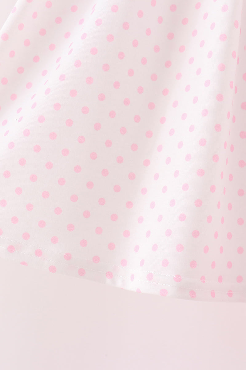 Girls Pink Bow Pearl Ruffle Pants Set