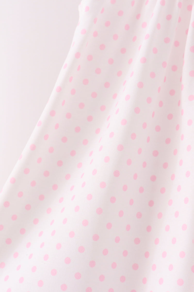 Girls Pink Bow Pearl Ruffle Pants Set