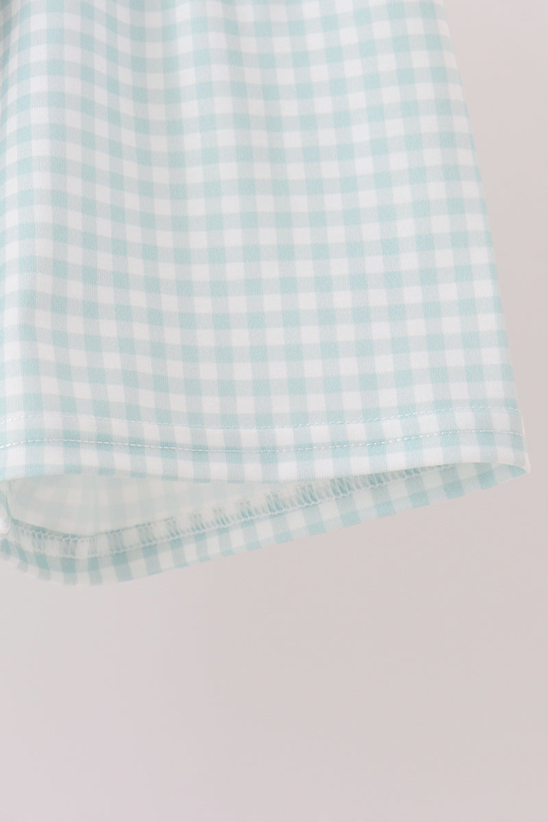 Boys Sage Pumpkin Embroidery Gingham Shorts Set