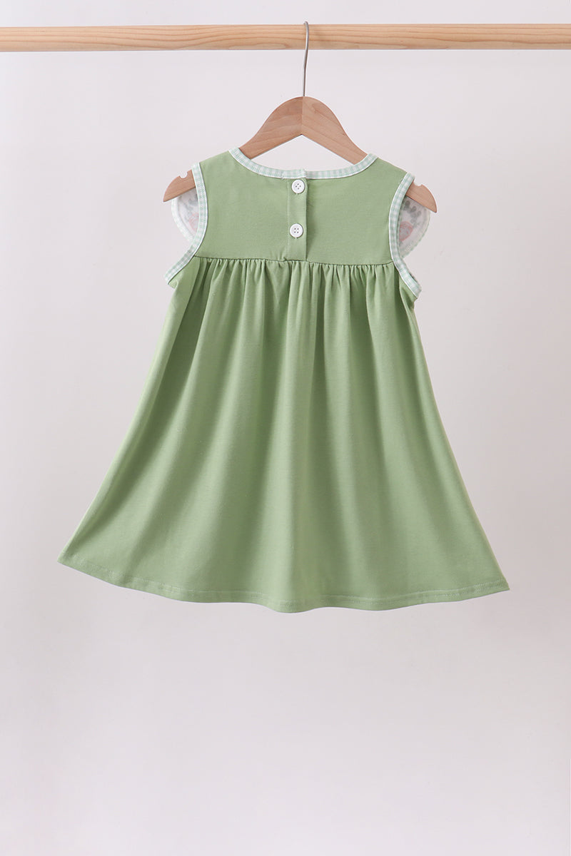 Girls Sage Pumpkin Embroidered Dress